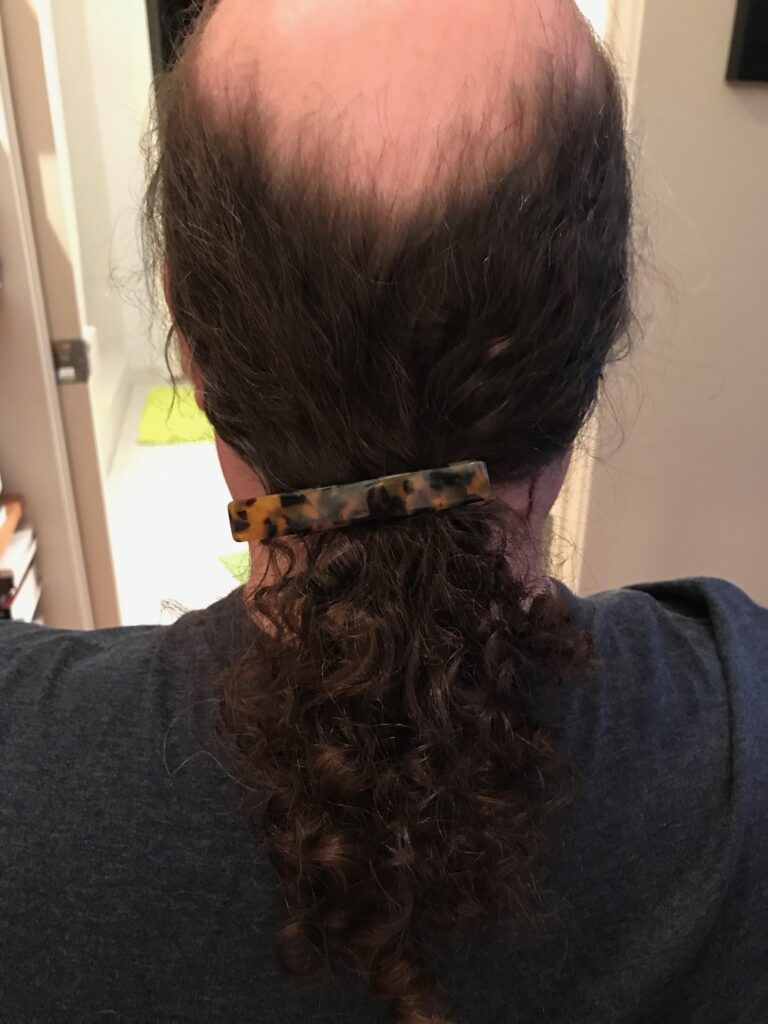 last photo of my pony tail.  You can see the clip sliding down.